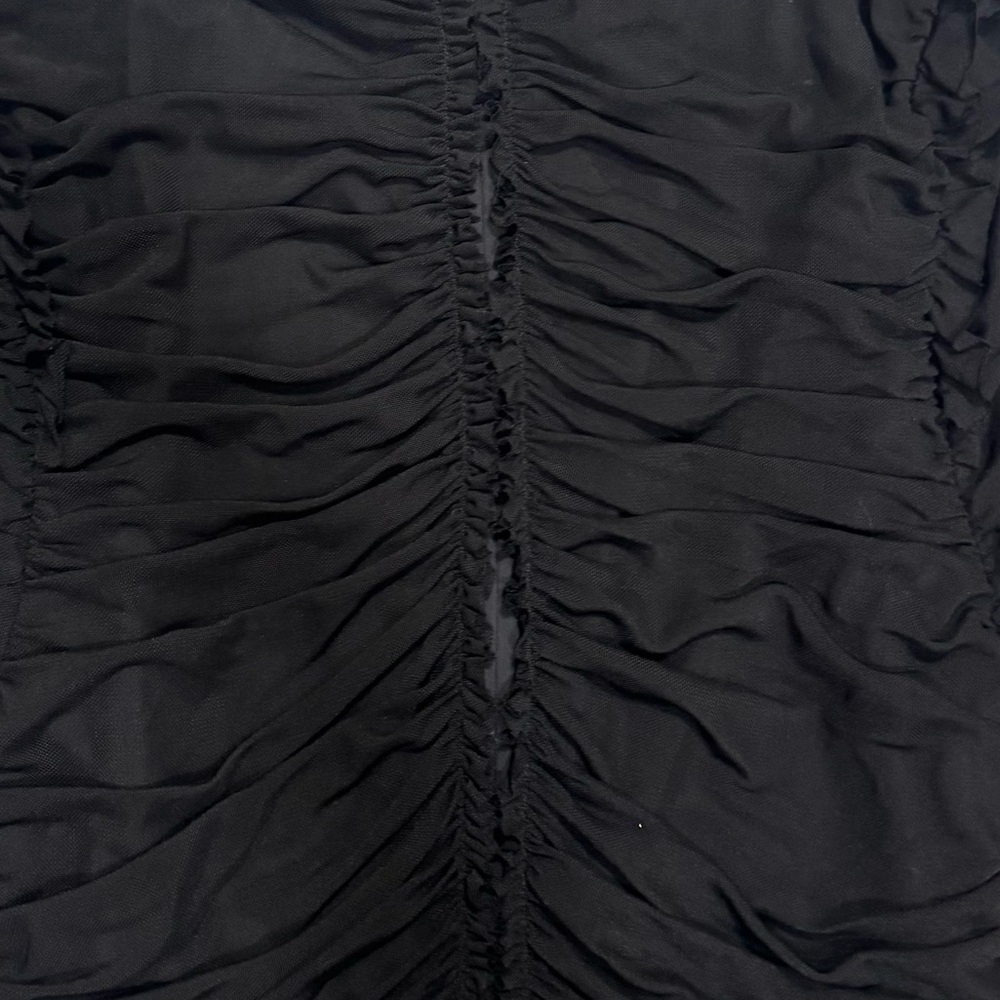 NBD REVOLVE Ruched Long Sleeve Mesh Cocktail Formal Mini Black Dress - x large - Picture 7 of 7